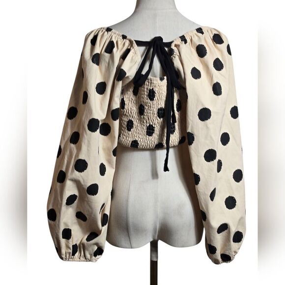 Vestique Tan And Black Polka Dot Crop Top - Picture 4 of 8